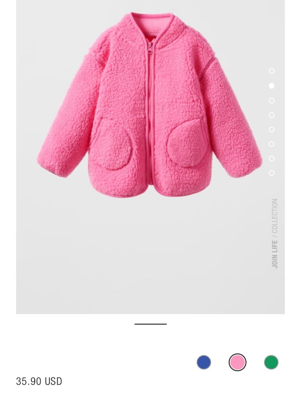 Zara Pink Fleece Jacket Size 2-3 Years